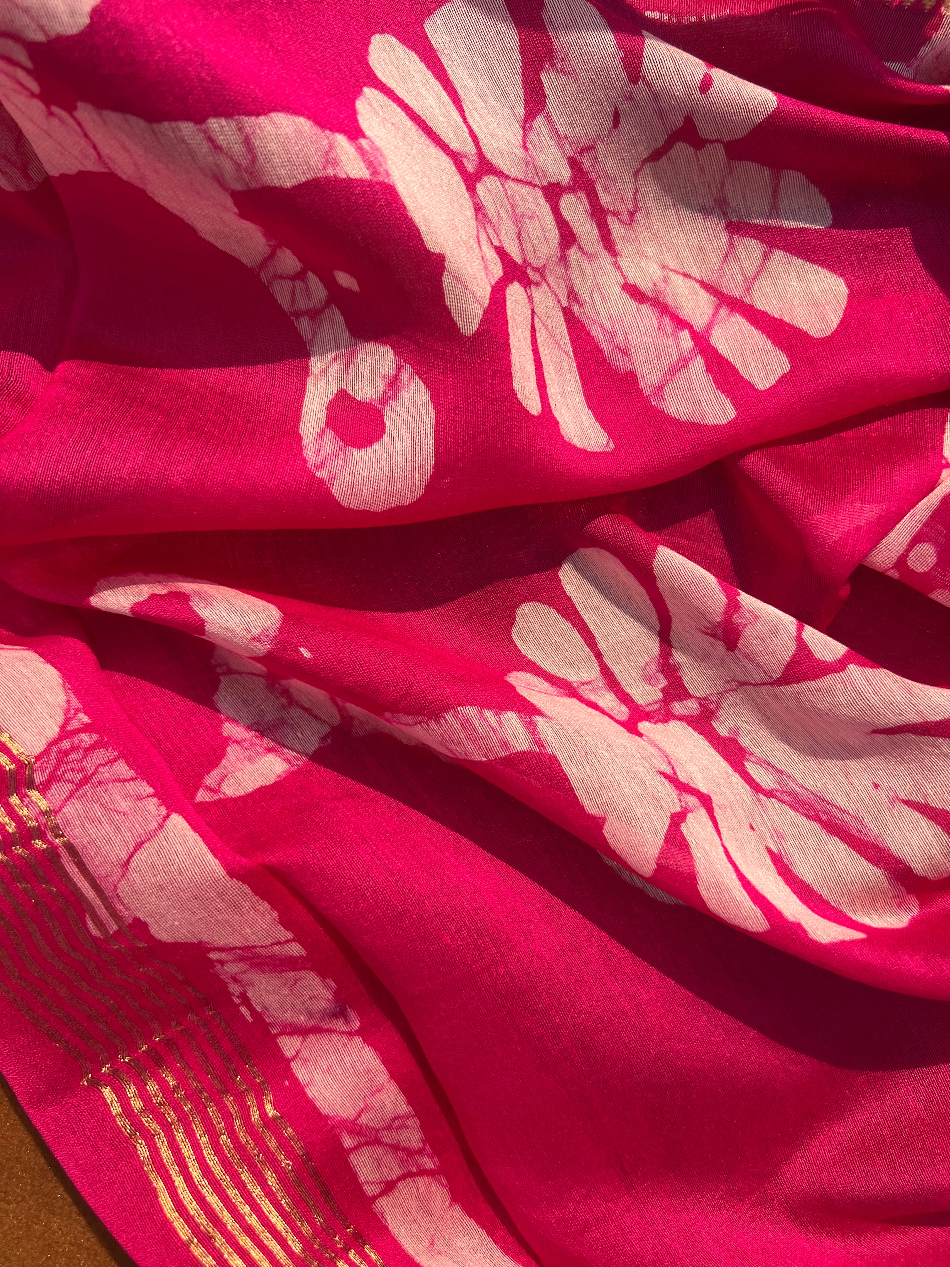Hot Pink 3-Piece Ensemble with Zari Border Dupatta