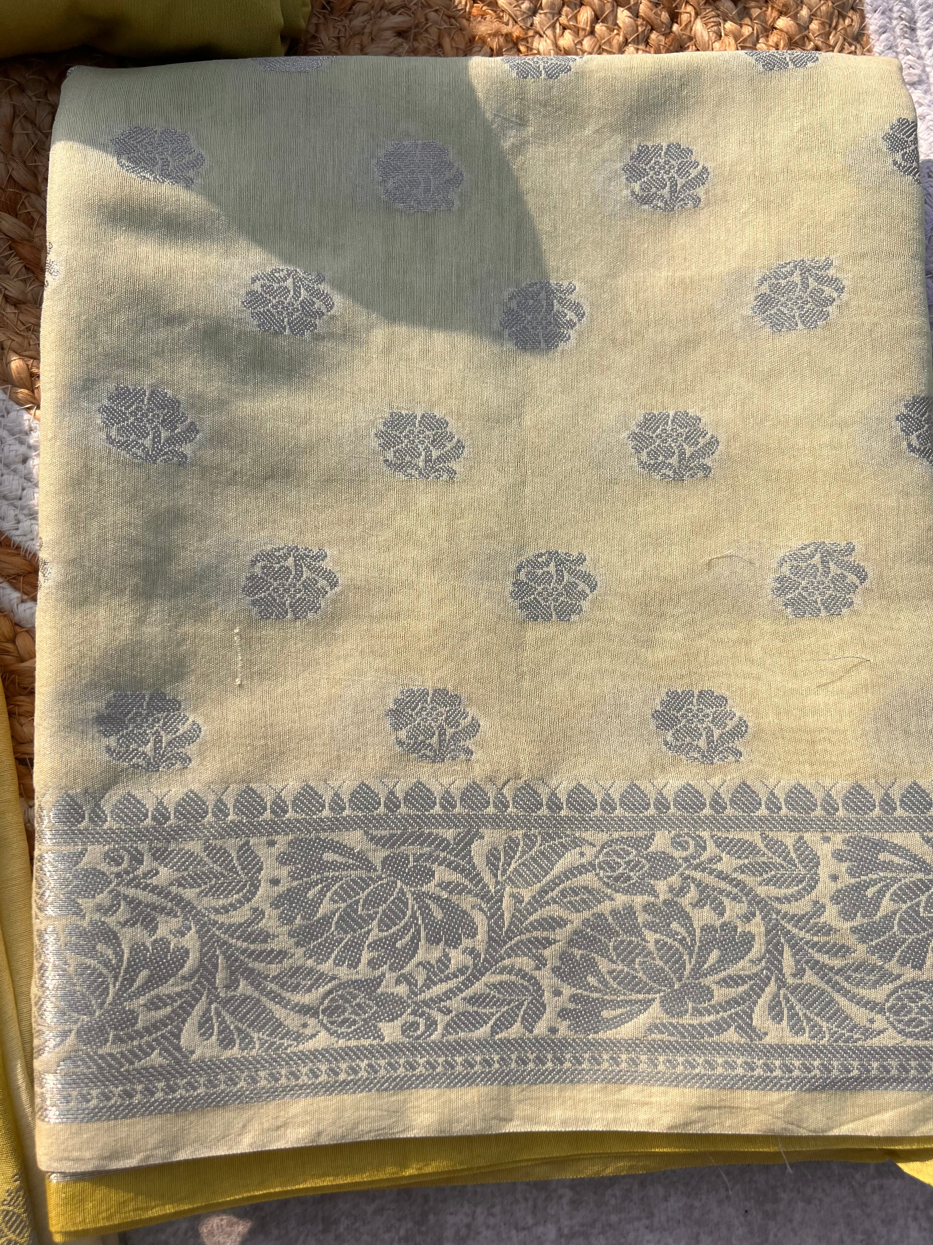 Banarasi Silk Unstitched Suit Set with Zari Dupatta – Elegant Festive Wear for Women