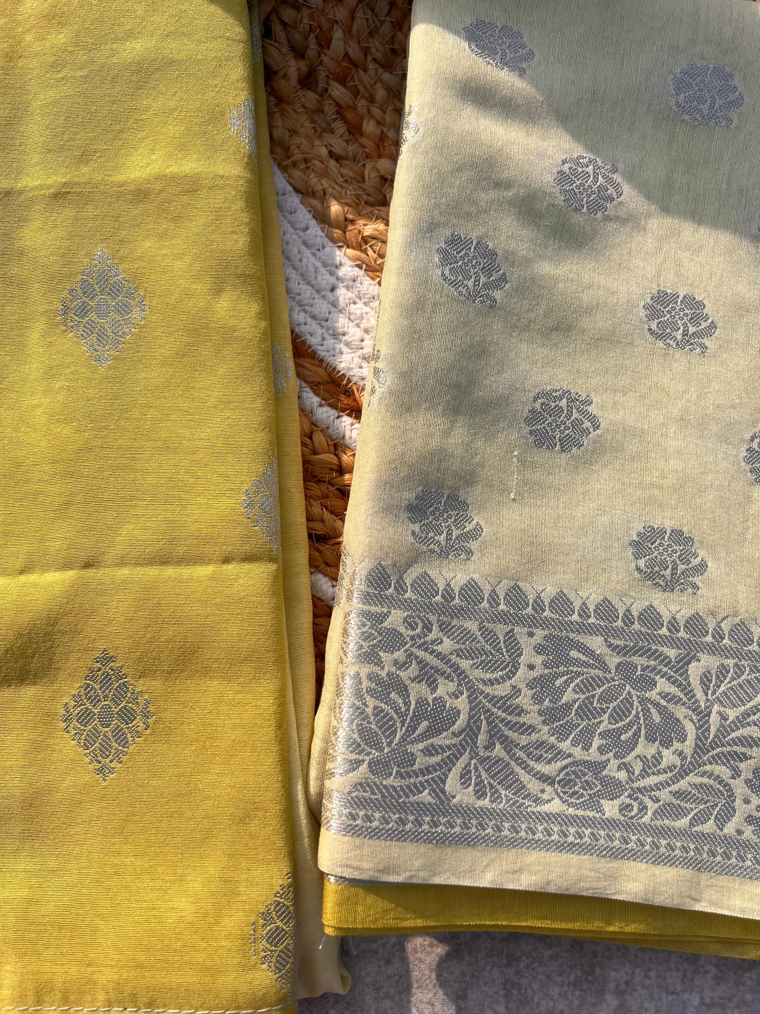 Banarasi Silk Unstitched Suit Set with Zari Dupatta – Elegant Festive Wear for Women