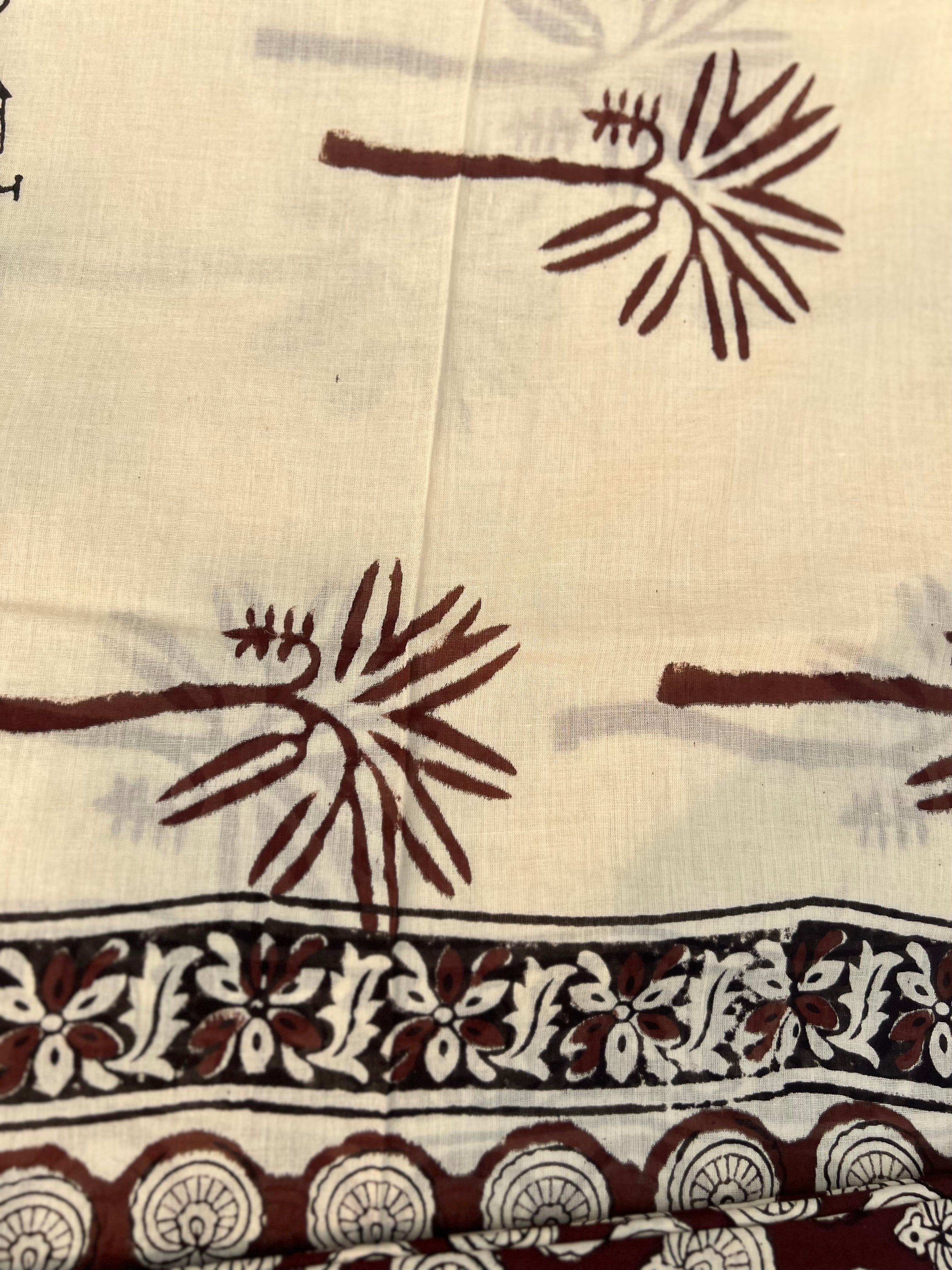 Tribal Block Print Cotton Suit Set – Unstitched Fabric with Matching Dupatta