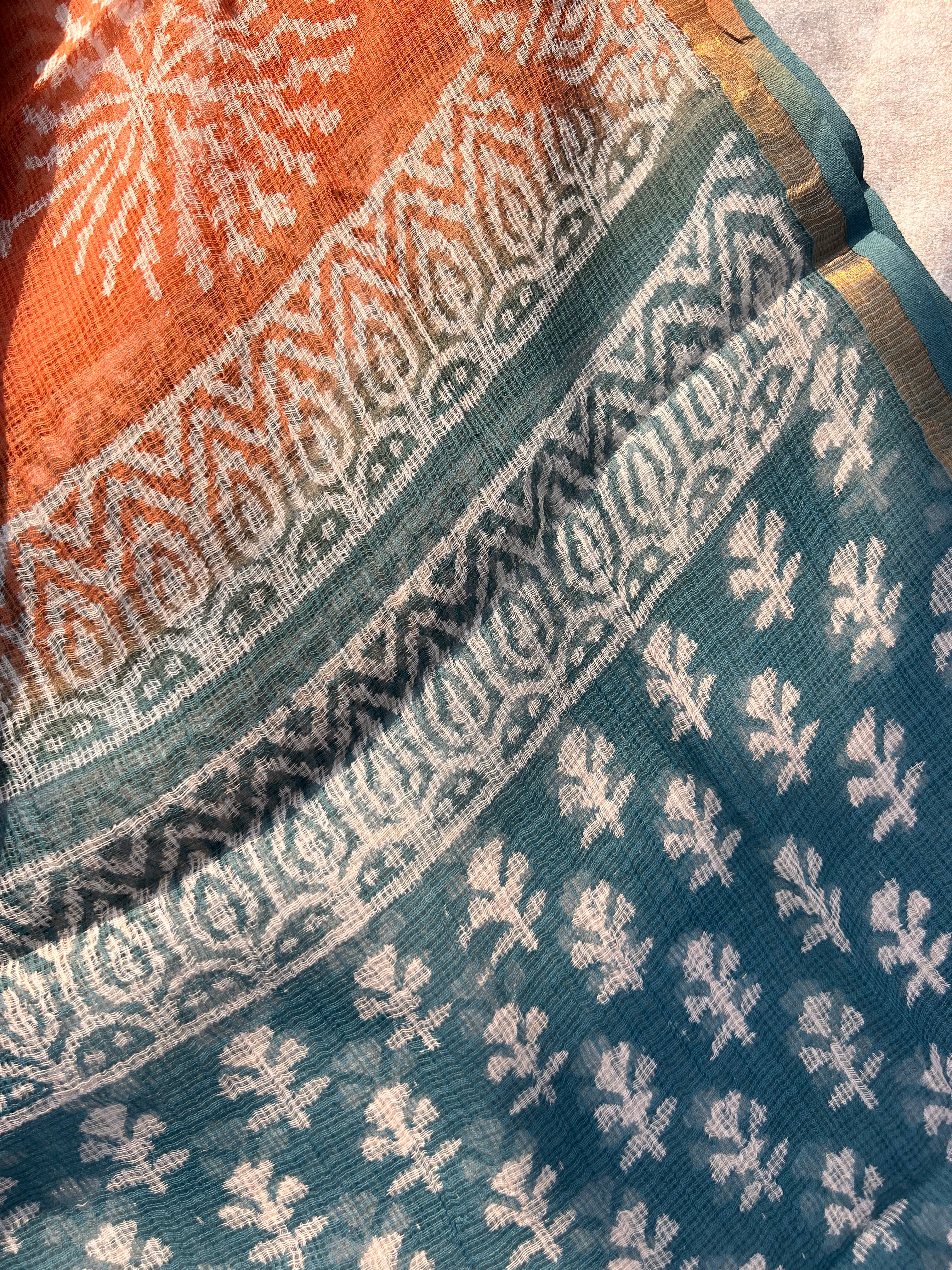 Pure Cotton Unstitched Suit Set with Kota Dupatta – Handcrafted Block Print Design for Everyday Elegance