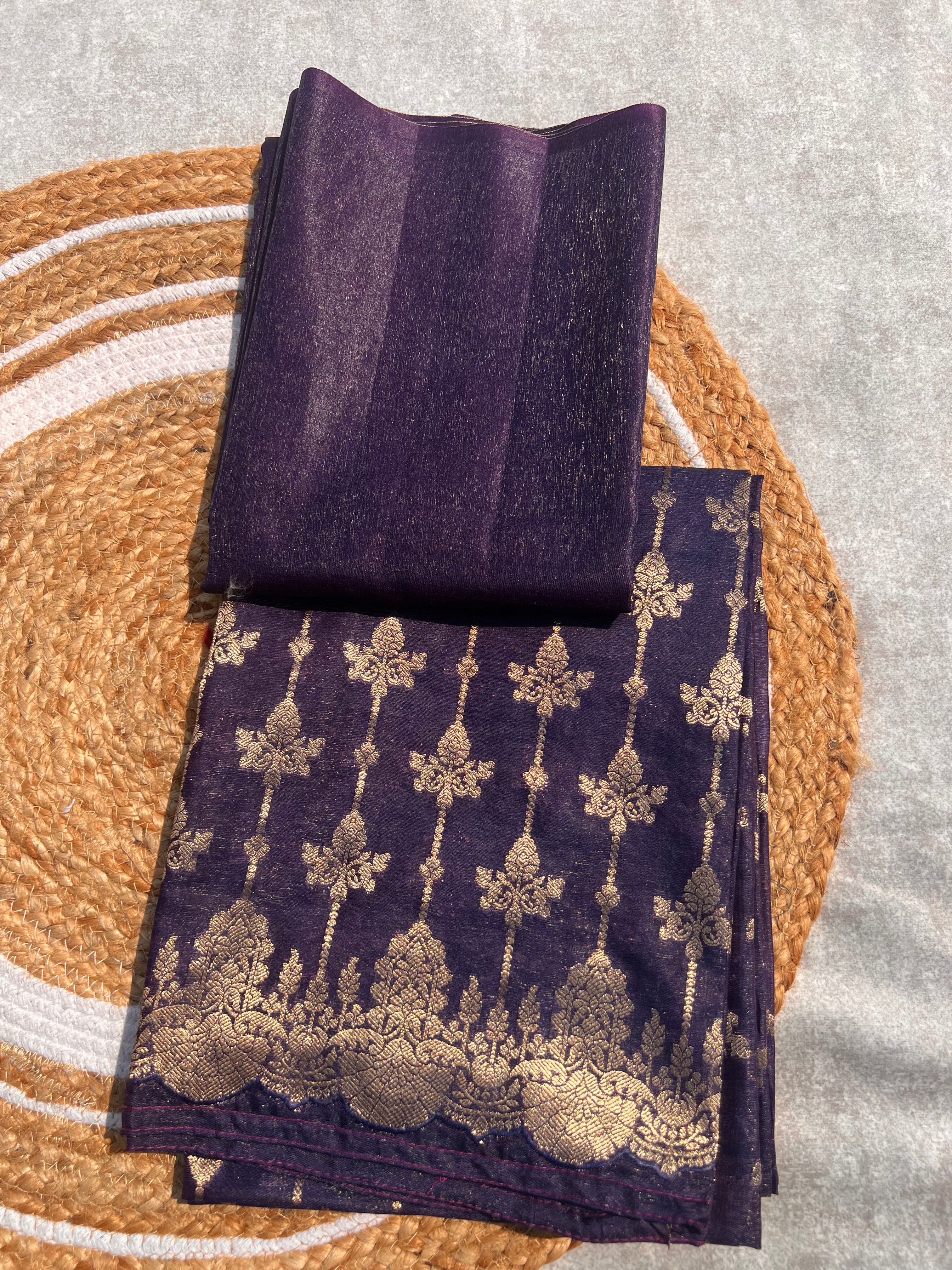 Elegant Banarasi Silk Unstitched Suit with Zari Weaving – Perfect for Festive & Bridal Trousseau