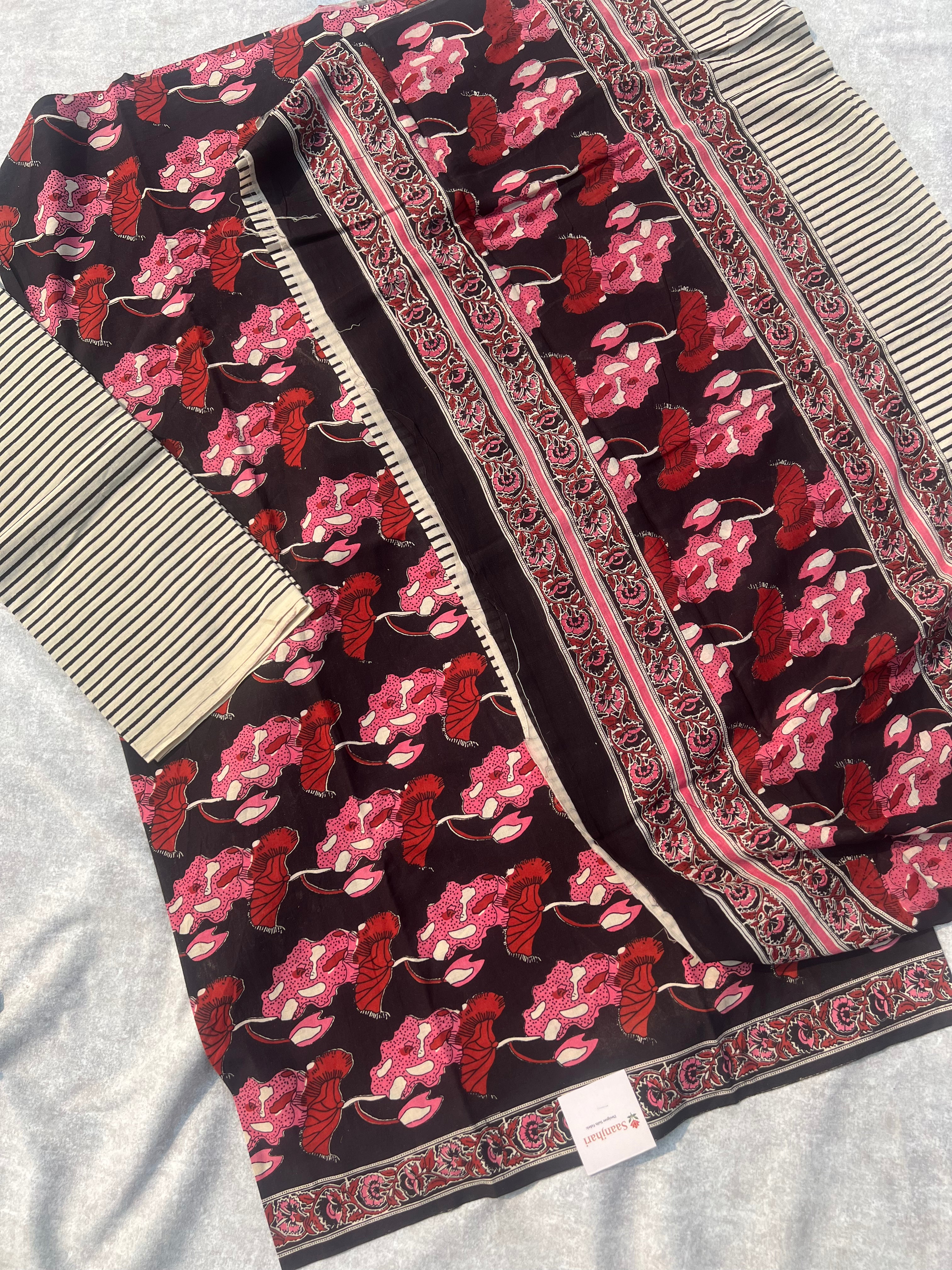 Premium Pure Cotton Unstitched Suit Set – Artistic Floral Design for Everyday Elegance