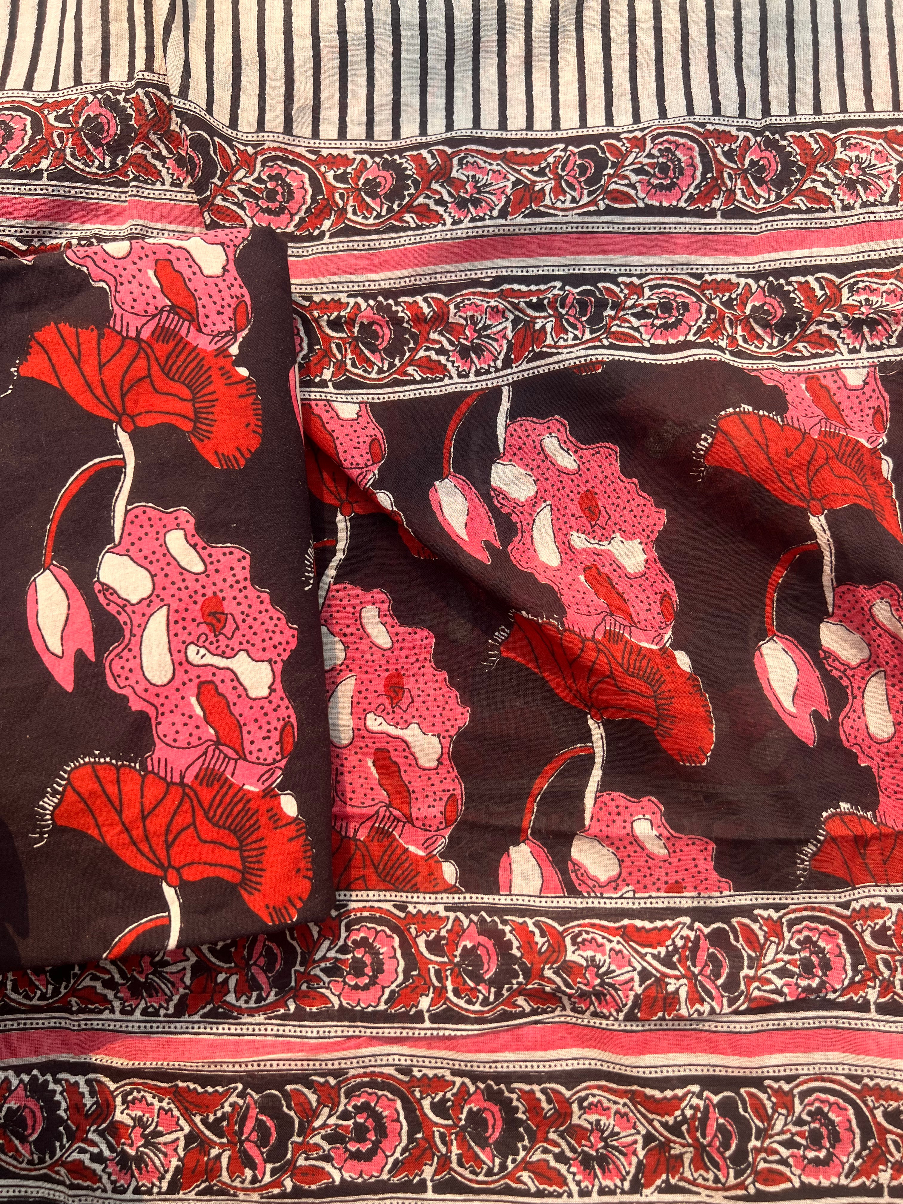 Premium Pure Cotton Unstitched Suit Set – Artistic Floral Design for Everyday Elegance