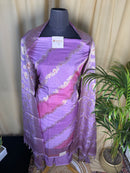 Lavender Banarasi Silk Suit with Fine Zari Floral Pattern and Matching Dupatta