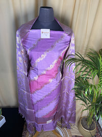 Lavender Banarasi Silk Suit with Fine Zari Floral Pattern and Matching Dupatta