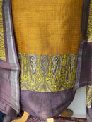 Earthy Mustard Tussar Silk Suit with Woven Border Dupatta