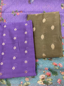 Banarasi Silk Unstitched Suit Set with Madhubani Dupatta – Artistic Festive Wear for Women