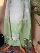 Light Green Linen Cotton Suit with Fine Thread Details