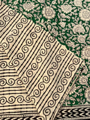 Green Floral Block Print Cotton Dress Material – Unstitched Suit Set with Cotton Dupatta