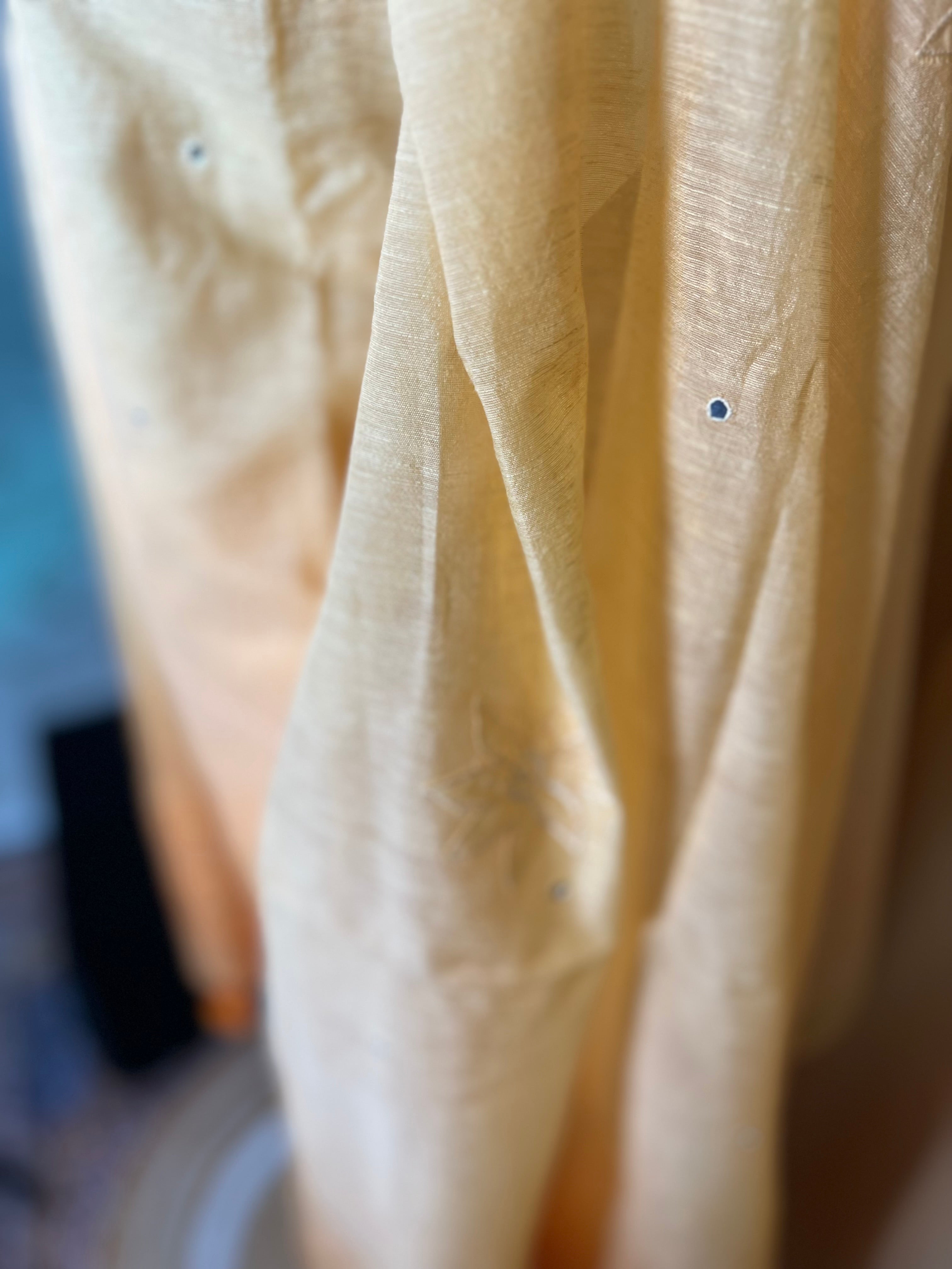 Peach Ombre Chanderi Silk Suit with Floral Embroidery & Soft Dupatta