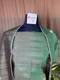 Green Raw Silk Suit Set with Printed Dupatta – Elegant Everyday Ethnic Wear