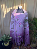 Lavender Chanderi Silk Suit with Floral Thread Art Work