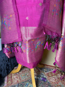 Royal Magenta Chanderi Silk Unstitched Suit – Festive Luxury Set