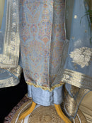 Light Blue Banarasi Silk Suit with Soft Organza Dupatta for Festive Wear