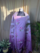 Lavender Chanderi Silk Suit with Floral Thread Art Work