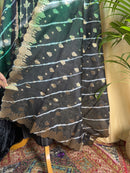 Royal Black Banarasi Silk Suit with Handcrafted Zari Design