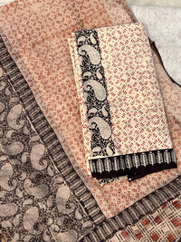 Pure Cotton Hand Block Print Unstitched Suit – Kota Doria Dupatta & Paisley Motifs