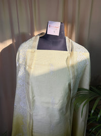 Yellow Linen Cotton Suit with Soft Thread Work