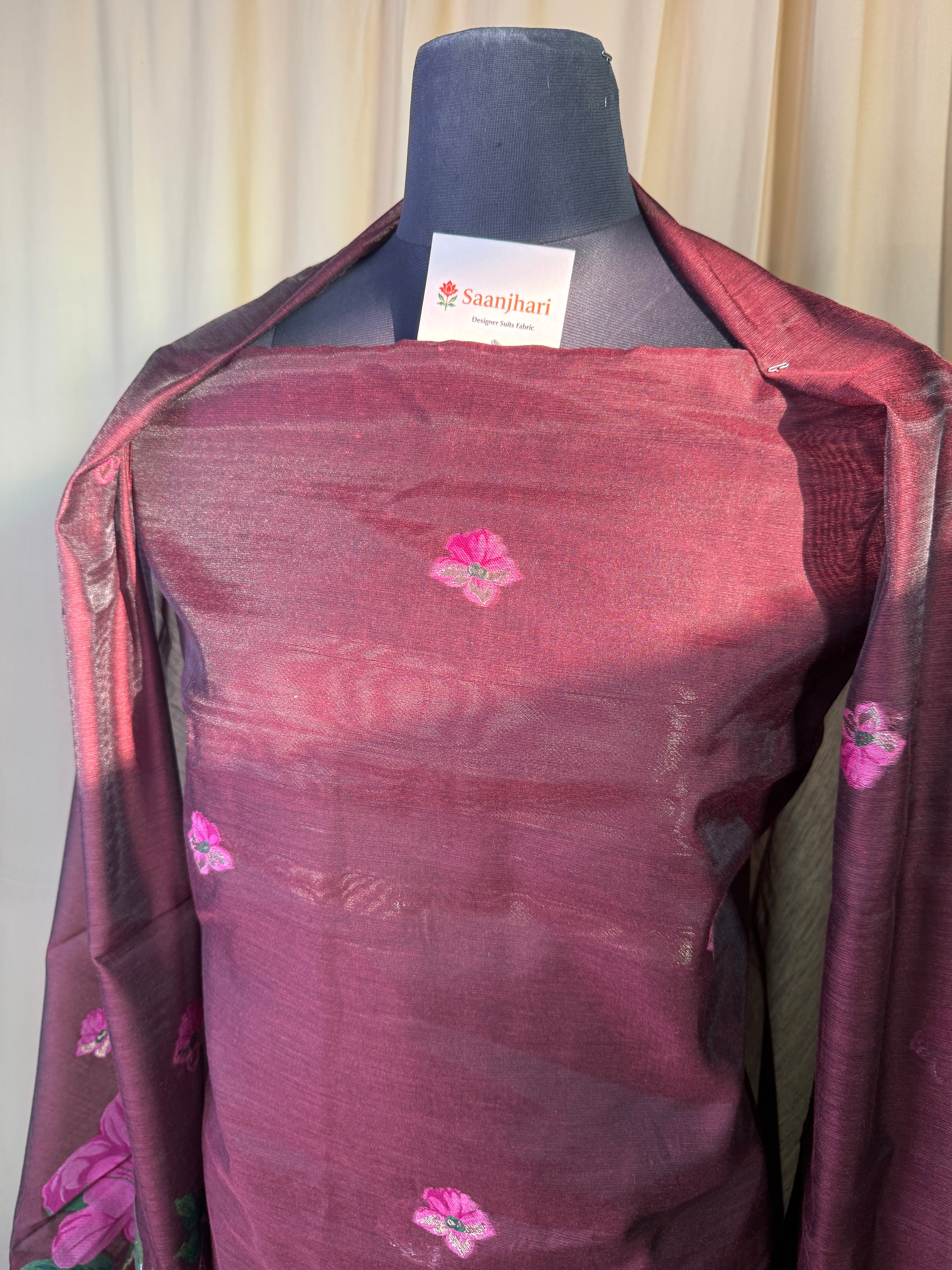 Linen Cotton Floral Print Suit Set with Dupatta – Elegant Festive Wear