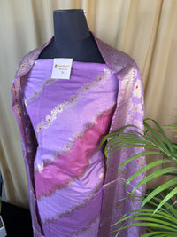 Lavender Banarasi Silk Suit with Fine Zari Floral Pattern and Matching Dupatta
