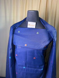 Linen Cotton Blue Suit Set with Printed Border Dupatta – Comfortable Ethnic Wear
