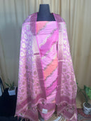 Soft Pink Banarasi Silk Suit With Zari Floral Dupatta