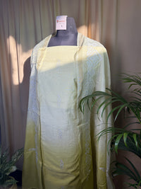 Yellow Linen Cotton Suit with Soft Thread Work