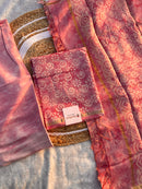 Pure Chanderi Silk Unstitched Suit Set – Soft Batik Print Fabric for Ethnic Occasions