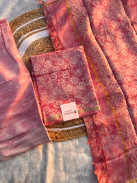 Pure Chanderi Silk Unstitched Suit Set – Soft Batik Print Fabric for Ethnic Occasions