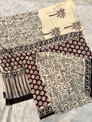 Tribal Block Print Cotton Suit Set – Unstitched Fabric with Matching Dupatta