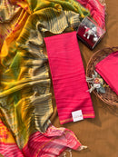 Handcrafted Chanderi Silk Dress Material – Pink & Yellow Tie-Dye Suit with Pure Chanderi Dupatta
