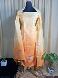 Peach Ombre Chanderi Silk Suit with Floral Embroidery & Soft Dupatta