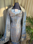 Light Blue Banarasi Silk Suit with Soft Organza Dupatta for Festive Wear