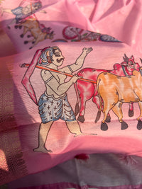 Elegant Pink Chanderi Banarasi Silk Suit Set – Handwoven Zari Motifs & Printed Dupatta