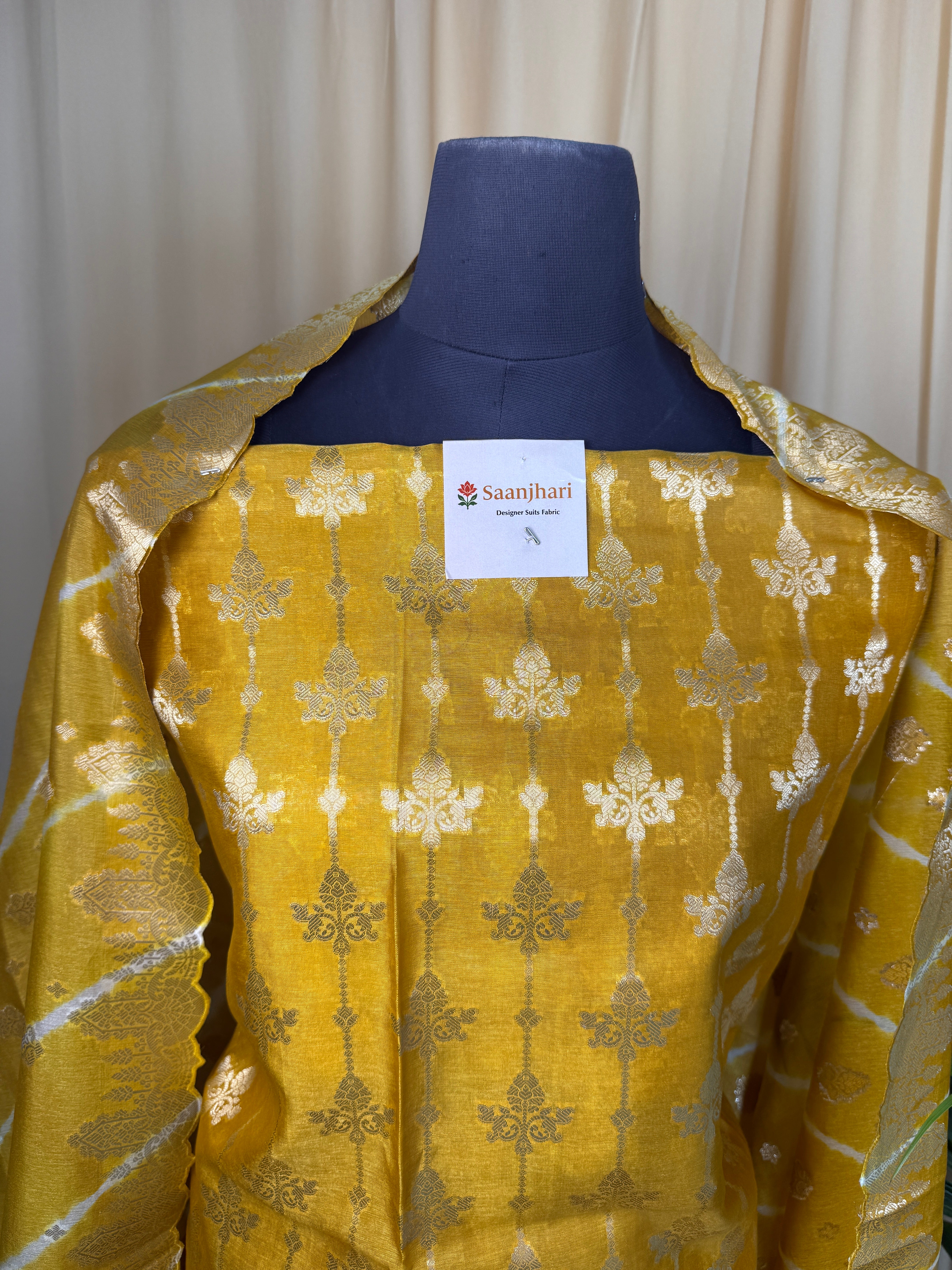 Mustard Banarasi Silk Suit with Soft Weave Dupatta for Festive Wear