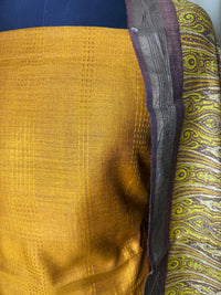 Earthy Mustard Tussar Silk Suit with Woven Border Dupatta
