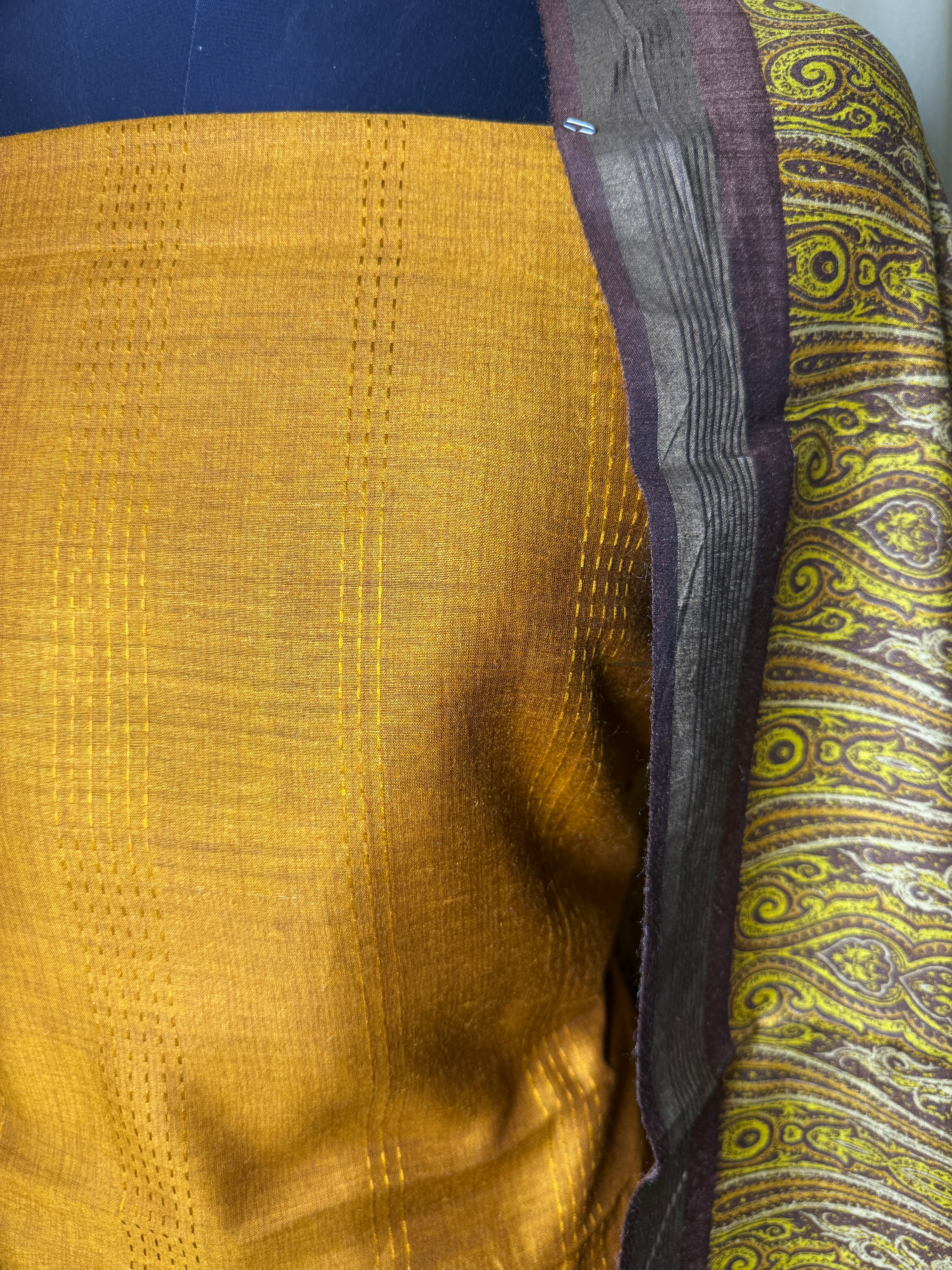 Earthy Mustard Tussar Silk Suit with Woven Border Dupatta