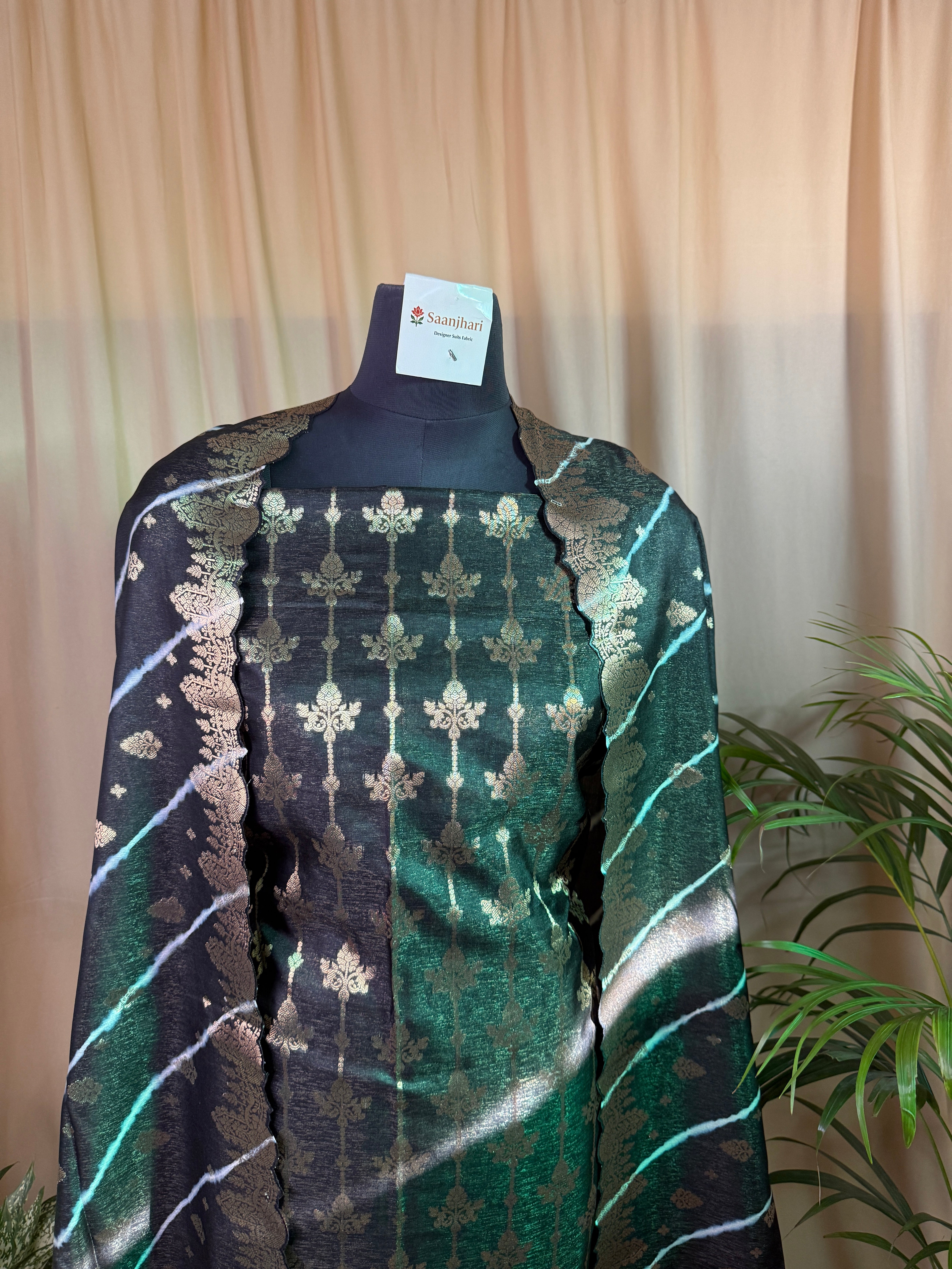 Royal Black Banarasi Silk Suit with Handcrafted Zari Design