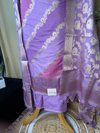 Lavender Banarasi Silk Suit with Fine Zari Floral Pattern and Matching Dupatta
