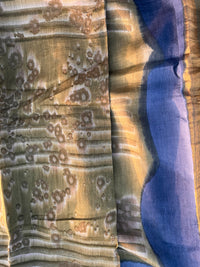 Pure Maheshwari Silk Dress Material – Unstitched Suit Set in Olive Green & Blue Shades