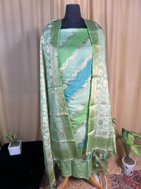 Fresh Green Banarasi Silk Suit With Fine Zari Woven Dupatta