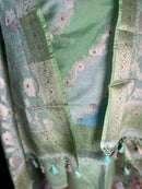 Fresh Green Banarasi Silk Suit With Fine Zari Woven Dupatta
