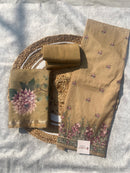 Premium Chanderi Silk Unstitched Suit Set – Soft Floral Print Fabric for Festive Wear