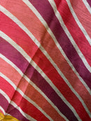 Mustard Tussar Silk Suit with Floral Print & Striped Dupatta