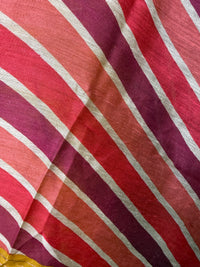 Mustard Tussar Silk Suit with Floral Print & Striped Dupatta