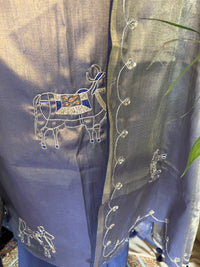 Purple Glass Tissue Suit with Hand-Detail Dupatta for Elegant Wear