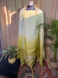 Yellow Linen Cotton Suit with Soft Thread Work