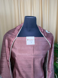 Rust Raw Silk Suit with Hand Appliqué Bird Work and Matching Dupatta