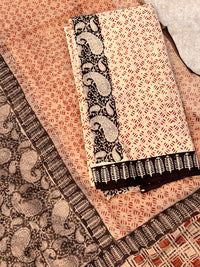 Pure Cotton Hand Block Print Unstitched Suit – Kota Doria Dupatta & Paisley Motifs